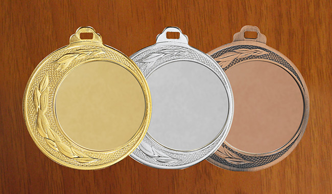 medal 70mm na wklejkę 50mm, brązowy puchary statuetki medale